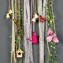 Decoratieve vogels op de clip roze / paars 9cm 8st