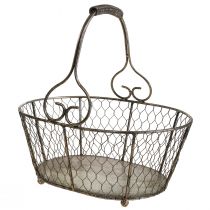 Draadmand antiek look mand met handvat metalen mand 28×23×12cm