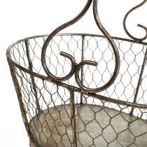 Draadmand antiek look mand met handvat metalen mand 28×23×12cm