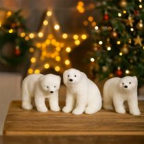 Artikel IJsbeer decoratieve figuren staand en zittend wit 16/20cm 3st
