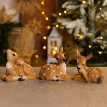 Artikel Hertendecoratie hertenfiguur liggend tafeldecoratie 13×6,5×12cm 3 stuks