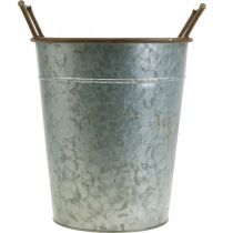 Artikel Plantenbak met handvatten, metalen plantenbak, plantenpot zilver, bruin Ø24cm H32,5cm