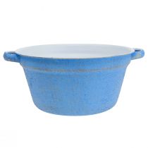 Artikel Sierschaal plantenbak blauw metaal deco shabby Ø21cm H10.5cm