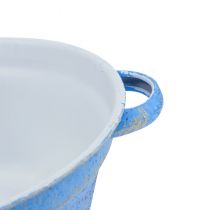 Artikel Decoratieve schaal plantenbak blauw metaal decoratie shabby Ø21cm H10.5cm