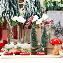 Artikel Kerstboom groen met sneeuw Ø5cm H15cm 6 st