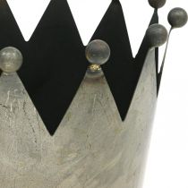 Artikel Decoratie kroon antiek look grijs metaal Ø17,5cm H17,5cm