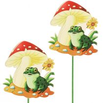 Artikel Decoratieve plug houten bloemplug kikker decoratie 6,5 cm 18 st