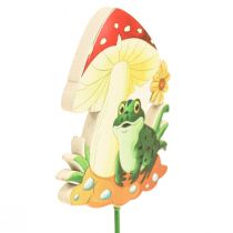 Sierpluggen houten bloempluggen kikker decoratie 6,5cm 18st