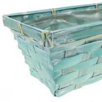 Artikel Plantenbak, gevlochten plantenmand, vierkante chipmand groen/wit 25cm 6 st