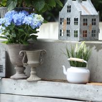 Artikel Decoratieve theepot metaal wit plantenbak ketel Ø12cm H10cm