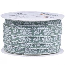 Artikel Cadeaulint bloemen decoratief lint pastelgroen 15mm 25m