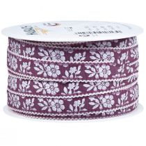 Artikel Cadeaulint bloemen decoratief lint Mauve 15mm 25m