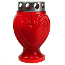 Artikel Grafkaarsen rood hart rouwlicht gedenklicht 9×8×15cm 24u 4 st.