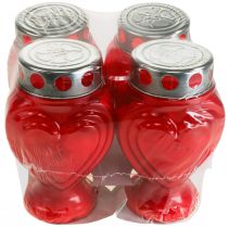 Artikel Grafkaarsen rood hart rouwlicht gedenklicht 9×8×15cm 24u 4 st.