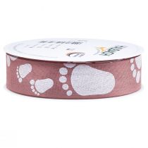 Artikel Cadeaulint babyvoetjes decoratie dooplint roze 25mm 16m