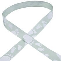 Artikel Cadeaulint babyvoetjes decoratie doop groen 25mm 16m