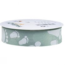 Artikel Cadeaulint babyvoetjes decoratie doop groen 25mm 16m