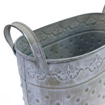 Bloempot ovaal met handvaten Jardiniere metaal 24/19/14cm set van 3