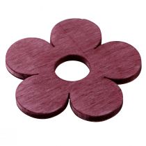 Artikel Strooidecoratie hout bloemen tafeldecoratie roze paars wit Ø4cm 72st