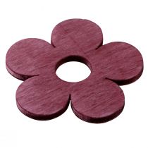 Artikel Strooidecoratie hout bloemen tafeldecoratie roze paars wit Ø4cm 72 st