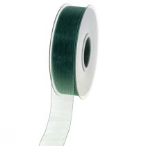 Artikel Organza lint groen cadeaulint geweven rand dennengroen 25mm 50m