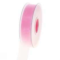 Artikel Organza lint cadeaulint roze lint zelfkant 25mm 50m