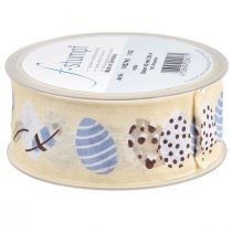 Artikel Cadeaulint Pasen sierlint Paaseieren crème 40mm 20m