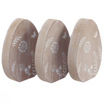Artikel Tafeldecoratie houten decoratie paasei houten eierstandaard 14,5cm 3 stuks