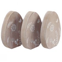 Artikel Tafeldecoratie Paasei houten decoratie houten eierstandaard 14,5cm 3 stuks
