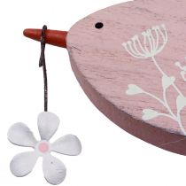Decoratieve vogel lentedecoratie hangdecoratie hout roze 15×8,5cm