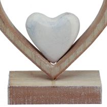 Decoratief hart houten decoratiestandaard tafeldecoratie vintage H17,5cm