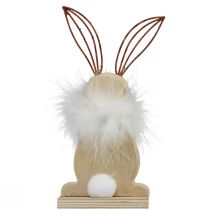 Artikel Decoratief konijntje houten konijntjes met veren Paasdecoratie H17,5cm 3 st
