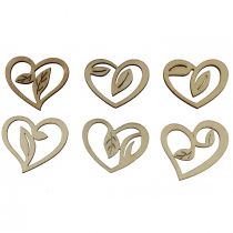 Artikel Houten harten decoratie voor het ophangen van houten decoratie harten 5,5 cm 36st