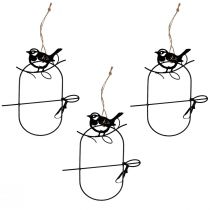 Artikel Hangdecoratie metaal decoratief vogels zwart 18×22,5cm 3st
