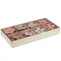 Artikel Houten bloemen hangdecoratie hout zomerdecoratie roze 4,5cm 24 st