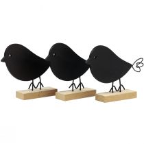 Artikel Decoratieve vogels zwarte houten vogels houten decoratie lente 13,5cm 6st