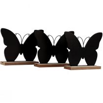 Artikel Tafeldecoratie Houten Decoratie Vlinder Zwart Natuurlijk 12cm 6 Stuks