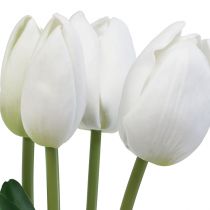 Artikel Witte Tulpen Decoratie Real Touch Kunstbloemen Lente 49cm 5 st
