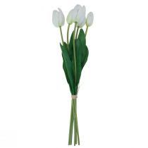 Artikel Witte Tulpen Decoratie Real Touch Kunstbloemen Lente 49cm 5 st