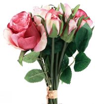 Artikel Kunstrozen Roze Kunstrozen Decoratief Boeket 29cm 12 st