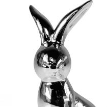 Artikel Decoratieve Paashaas Keramiek Decoratieve Konijn Zittend Zilver 18cm 2 Stuks