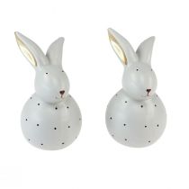 Artikel Paashaas decoratiefiguren konijnen met stippenpatroon 13cm 2st