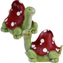 Artikel Schildpad decoratie vliegenzwam decoratie groen rood 10cm 2st