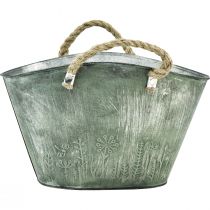 Artikel Bloempot met jute handvatten metalen handtas 31×20×17cm