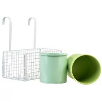 Artikel Hangende metalen bloempot, groen, balkondecoratie, L22cm H23,5cm