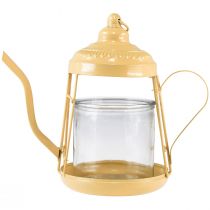 Artikel Theelichthouder glazen lantaarn theepot oranje Ø15cm H26cm