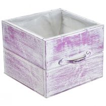 Artikel Plantenlade met handvat roze wit hout 12/15cm set van 2