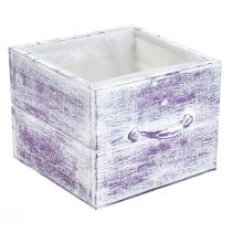 Artikel Plantenlade met handvat paars wit hout 12/15cm set van 2