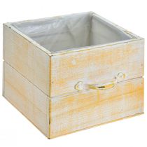 Artikel Plantenlade met handvat oranje wit hout 12/15cm set van 2