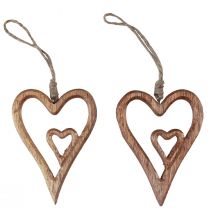 Artikel Houten hart natuurlijke houten harten om op te hangen 8×11cm 4st